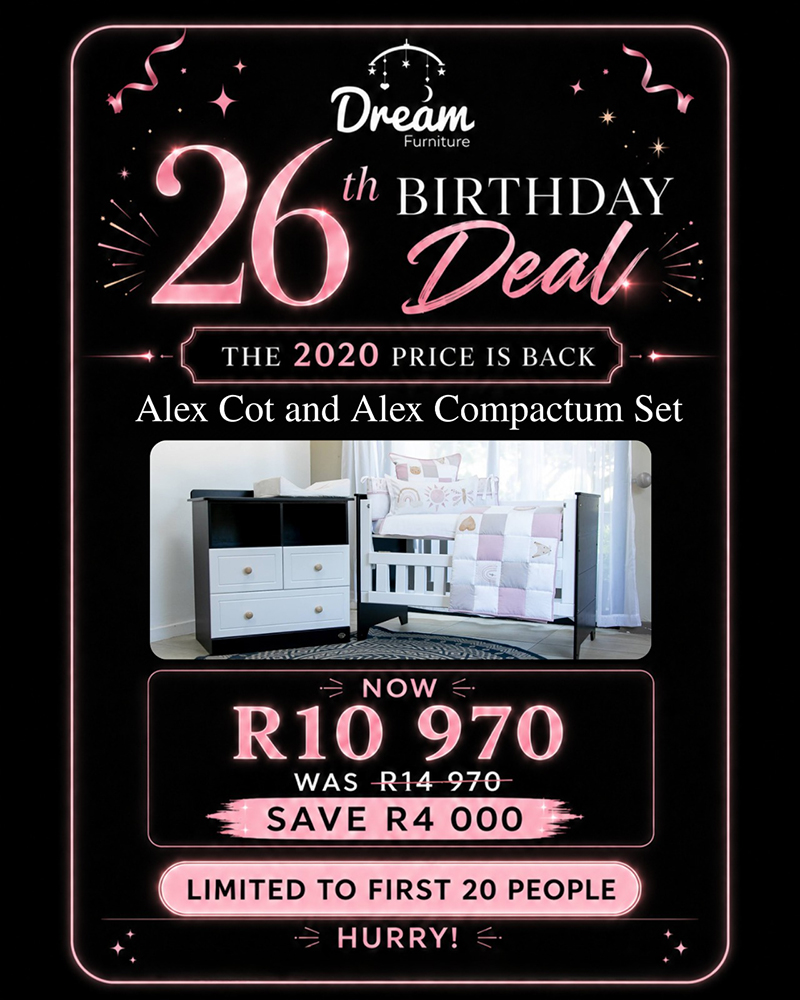 DreamFurniture 26th celebration Alex Cot/Compactum Combo