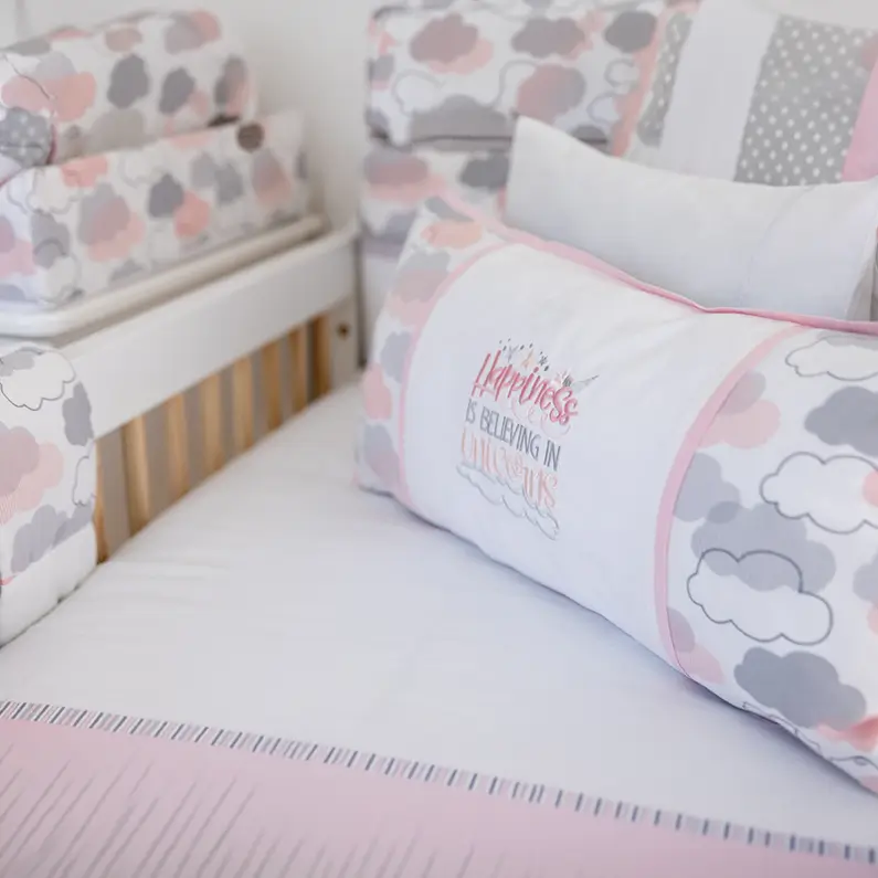 Baby Safari - Blush & Silver Clouds Oblong Scatter